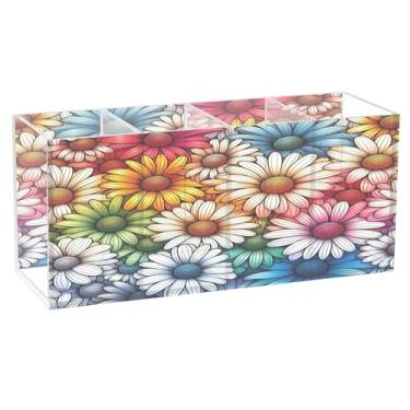 Imagem de Burbuja Porta-canetas de acrílico com 4 compartimentos, suporte de lápis transparente para pincéis de maquiagem, acessórios de mesa de escritório em casa