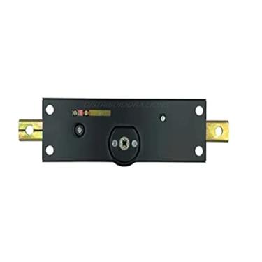 Imagem de Fechadura Tetra para Porta de Enrolar 1112, Trava Central 4 Chaves, Metal Preto, 160mm