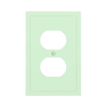 Imagem de Placa de parede dupla elétrica verde 1 gangue tampas de tomada decorativa duplo dispositivo único interruptor de luz placa de interruptor