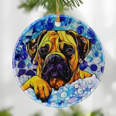 Imagem de Enfeite de cachorro Bullmastiff, enfeite de Natal – decoração de árvore de Natal, decoração de férias, material de meia, ideia de presente festivo, presentes para amantes de cães, amigos e família