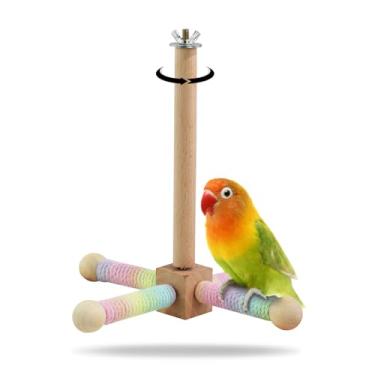 Imagem de WishLotus Brinquedo de balanço de pássaro, poleiros de giro simples para pequenos pássaros, treinamento engraçado, descanso, brinquedos de gaiola de pássaros para periquitos, calopsitas conures