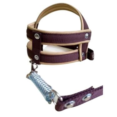 Imagem de Coleira Peitoral para Cachorro Personalizada com Nome e Telefone – Guia Anti Puxão Reforçada Roxa(PP (6kg até 10kg),Marrom claro)