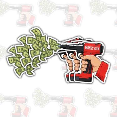 Imagem de 3 adesivos de arma de dinheiro, adesivo de chapéu rígido de arma de dinheiro, atacador, adesivos de vinil à prova d'água cortados em matriz mecânica para laptop, garrafa de água, capa de telefone