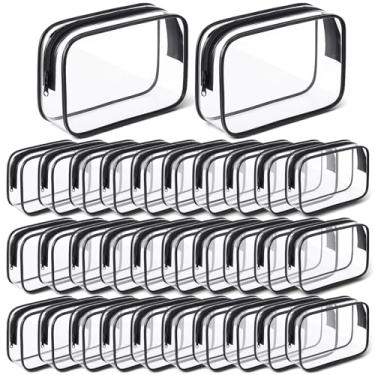 Imagem de Lemecima 32 bolsas de maquiagem transparentes, bolsas de higiene pessoal de viagem, bolsas de cosméticos transparentes com zíper, à prova d'água, portátil, plástico, PVC, estojo organizador com zíper