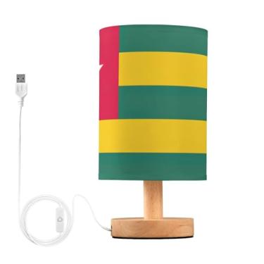 Imagem de Joisal Lâmpadas pequenas com bandeira do Togo para mesa de cabeceira, luminária de mesa para dormitório com abajur de linho pequena para quarto, móveis de quarto