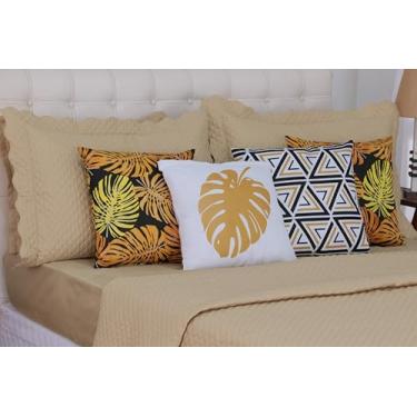 Imagem de Kit Cobreleito Queen 8 Peças – Inclui Colcha, Lençol com Elástico e 4 Capas de Almofada – Microfibra (Avelã)