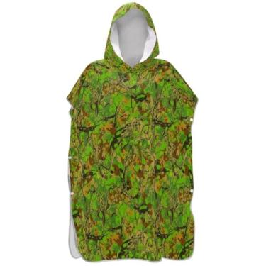Imagem de Joisal Poncho de surfe plus size para trocador adulto toalha de banho com capuz bonito abstrato verde vintage ponchos adultos para mulheres