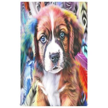 Imagem de Joisal Conjunto de toalha de prato de cozinha colorido decorativo cachorro fofo filhote de cachorro fofo toalhas de chá panos absorventes de secagem rápida 45 x 71 cm, 4 pacotes com 4
