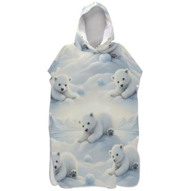 Imagem de Joisal Poncho de surf leve trocador de roupão para praia Adul toalha floral branco urso polar neve praia ponchos para homens