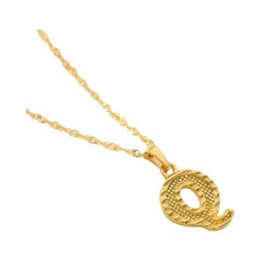 Imagem de Moda banhado a ouro 26 letras iniciais pingente onda de água corrente 