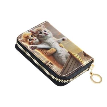 Imagem de Carteira feminina romântica com porta-cartões pequena e fofa com bloqueio de RFID com zíper e chaveiro