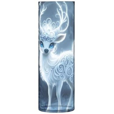 Imagem de Vaso de flores cilíndrico para mesa, veado, lua, Natal, grande, vaso de flores, fofo, personalizado, exclusivo para decoração de casa, 30 cm x 9,9 cm