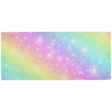 Imagem de Mouse pad arco-íris com glitter para controle de precisão de mesa, mouse pad grande para mesa, 80 x 39,9 cm, teclado