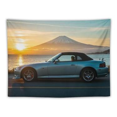 Imagem de HouLaiZhe JDM Tapeçaria de carro Jdm S2000 Mount Fuji Sunrise Cool Wall Hanging Quarto Decoração de casa Tapeçarias Estética Piquenique Decoração de Parede Arte de Parede para Dormitório Sala de Estar