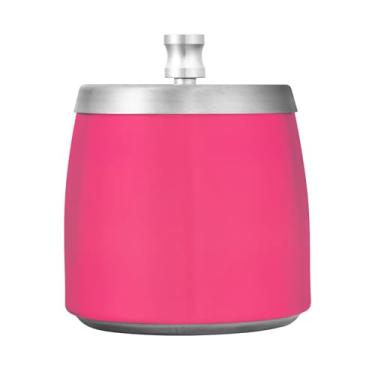 Imagem de Cinzeiros rosa cereja de cor sólida, cinzeiro de aço inoxidável com tampa, cinzeiro de pé ao ar livre para pátio