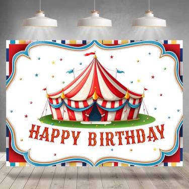 Imagem de Rsuuinu Pano de fundo de feliz aniversário para crianças, carnaval, colorido, fotografia, 2,1 x 1,5 m, decoração de festa de aniversário, faixa de mesa de bolo, lembrancinhas, adereços de cabine de