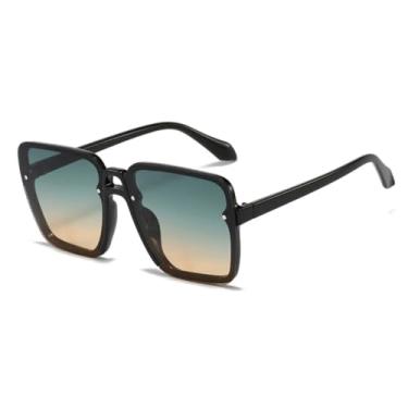 Imagem de HPIRME Óculos de grau com ponte dupla, unissex, para dirigir ao ar livre, proteção UV400 (preto e verde chá)