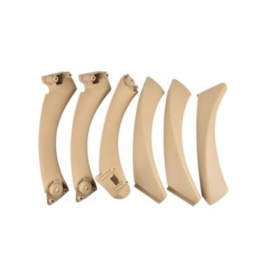 Imagem de Maçaneta interna do carro, painel da porta interna, capa de guarnição, cinza, bege, preto, compatível com BMW Série 3 E90 E91 2004-2012(Beige LHD)