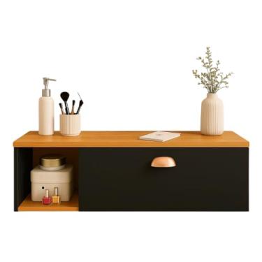 Imagem de Penteadeira Suspensa COM E SEM Espelho e Gaveta com Nicho, Dividória | Bancada Moderna p/Maquiagem e Quarto Compacto(SEM ESPELHO PRETO/CINA)