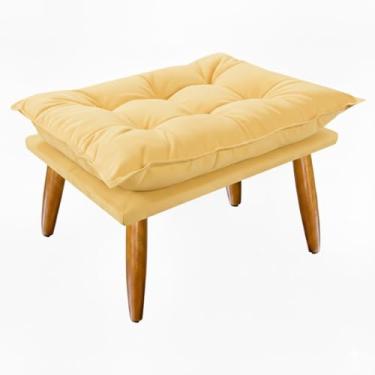 Imagem de Puff Decorativo Slim Retrô - Revestido em Suede com Pés Palito de Madeira, Elegante e Versátil(AMARELO)