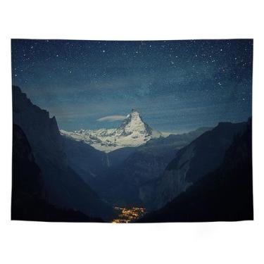 Imagem de Tapeçaria, paisagem montanhosa, microtecido 150x130cm para quarto - yi