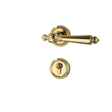 Imagem de Fechadura de porta retrô francesa com alça dourada silenciosa fechadura de porta de madeira para casa (tipo B ouro)