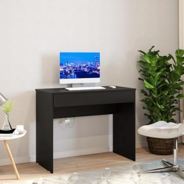 Imagem de Escrivaninha para Quarto，Escrivaninha Mesa Com Gaveta 90cm Computador Prateleira Quarto Escritório Home Office Móveis Design(Preto Fosco)
