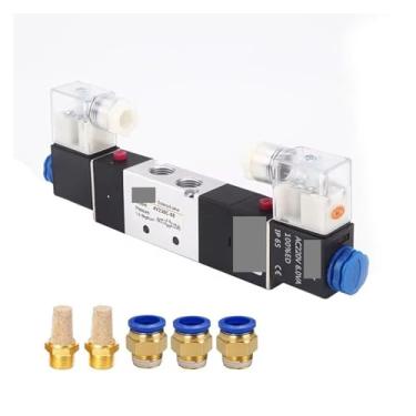 Imagem de ROUPWKWO 4V230C-08 4V230E-08 4V230P-08 3 posições 5 portas válvulas solenoide ar válvulas de controle pneumático (4V230E-08 PC12-02, AC110V)