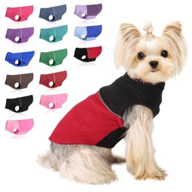 Imagem de Roupas para cães pequenos colete de lã para meninos e meninas, casaco quente de lã para cachorros, suéter de chihuahua Ourfit para animais de estimação de inverno - roupas Yorkie (preto + vermelho