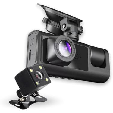 Imagem de Câmera Veicular Dash Cam 3 Lentes Full HD 1080p Visão Noturna | DVR Automotivo Frontal, Interna e Traseira | Tela 4" LCD, Sensor G e Gravação em Loop | Ideal para Motorista de App e Uber