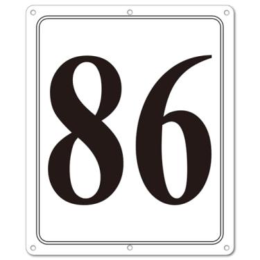 Imagem de i-CowFun Placa numerada de metal premium ao ar livre, refletiva 30,5 cm x 25,4 cm placas numeradas de alumínio grande 86 para estacionamento, quadra de tênis, campo, armazém, corredor, edifício, doca