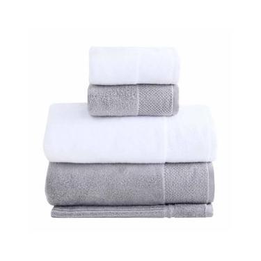 Imagem de Jogo de Toalhas Hannah Intense Air de Banho com 05 Peças Branco e Cinza - Buddemeyer