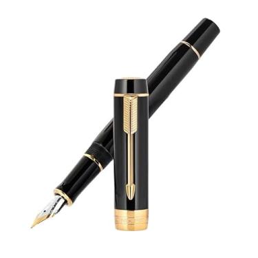 Imagem de AXPTI Caneta-tinteiro de resina, ponta F com conversor, canetas de tinta para escrita, artigos de papelaria, material escolar de escritório (10, EF)