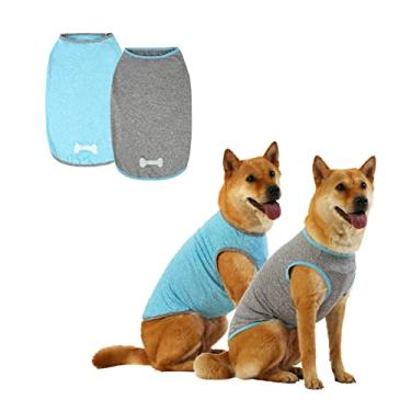 Imagem de DAJIDALI Camisa para cães e gatos em tecido tecnológico com estampa luminosa, roupas para animais de estimação para cães grandes, médios e pequenos, pacote com 2 camisetas leves e funcionais