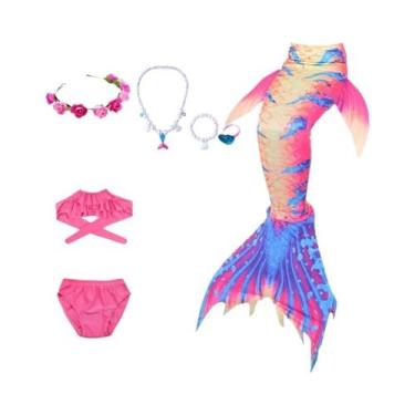 Imagem de Fantasia De Cauda De Sereia Para Meninas, Tecido Altamente Elástico E 
