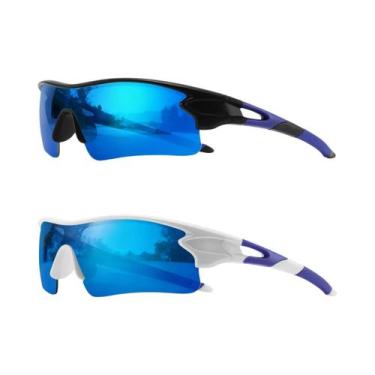 Imagem de Óculos De Sol Coloridos UV400 2PCS Lente Única Para Esportes Ciclismo 