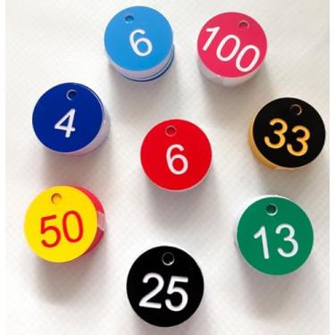 Imagem de 100 unidades/pacote com etiquetas de número de fazenda caixa de acoplamento apicultura criação, etiqueta numerada, perfurador, número digital, etiqueta colmeia (vermelha)