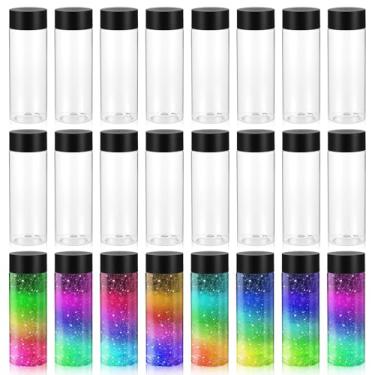 Imagem de Hpmjz 24 garrafas sensoriais vazias de 350 ml, garrafa de plástico transparente à prova de vazamento, garrafa de água de suco reutilizável com tampas para fazer artesanato artesanal, suprimentos de