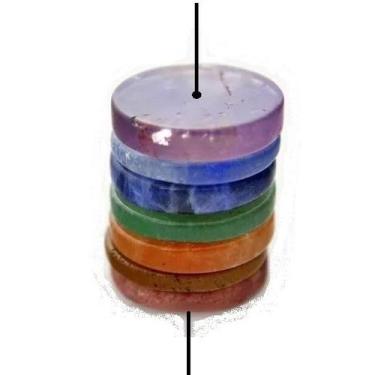 Imagem de Kit 7 Chakras Disco Pedra Natural Com Furo Central Pra Colar - Cristai