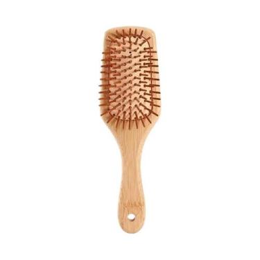 Imagem de Escova De Cabelo De Bambu Antiestática Vermelha Para Mulheres, Escova 