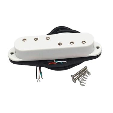 Imagem de JunZheHub Captador de Guitarra Elétrica Mini Humbucker para Ponte, Peças de Guitarra, Tamanho Single Coil, Polo Ajustável, Material PP, Adequado para Reparos Pr, Branco