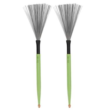 Imagem de Escova de tambor para bateria, dupla finalidade, borracha de bordo, fio de aço, escova de percussão portátil para apresentações de banda, bateristas (Verde)