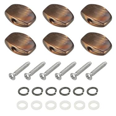 Imagem de Generic Botão de afinação de guitarra, cabeça de máquina, botões ovais de acrílico, marrom para guitarras elétricas/folk/acústicas com 6 parafusos, 12 virolas