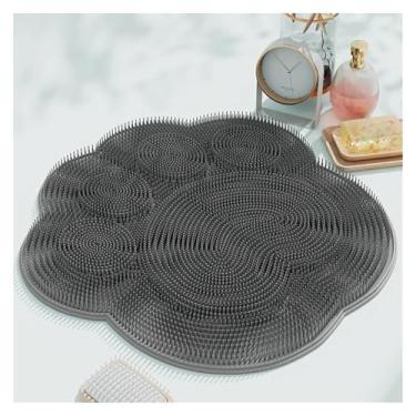 Imagem de 1 peça de silicone para massagem nas costas escova de limpeza reutilizável chuveiro pés tapete de lavagem multifunções pé braços banho corporal (cinza)