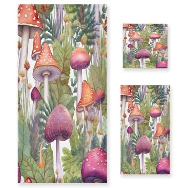 Imagem de xigua Conjunto de toalhas de banheiro cogumelo absorvente macio 3 peças toalha de banho toalha de mão toalhas decorativas para banheiro, academia, hotel, praia, piscina