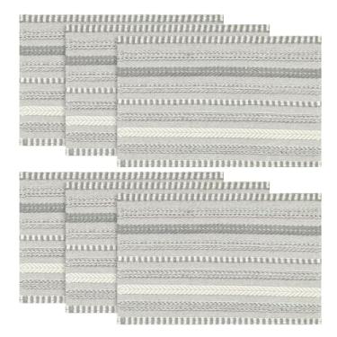 Imagem de Artoid Mode Jogo americano listrado trançado cinza escuro para casa de fazenda, conjunto de 15,2 x 45,7 cm, decoração de mesa para festas, cozinha, jantar
