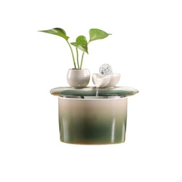 Imagem de Fonte de mesa interna de cerâmica para meditação, fonte de relaxamento, decoração de casa (verde)