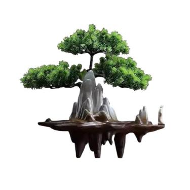 Imagem de Decorações de plantas falsas em vasos pequenos ornamentos simulação de vegetação bonsai pinheiro entrada sala de estar decorações de mesa decoração