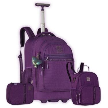 Imagem de Kit Mochila de Rodas Lancheira Térmica Estojo Rebecca Bonbon, Lilás