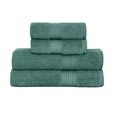 Imagem de Buddemeyer, Kit Jogo de Toalhas Buddemeyer 4 Peças Banho e Rosto Fio Penteado Canelado 100% Algodão Ultrasoft Cor:Verde Folha 3074